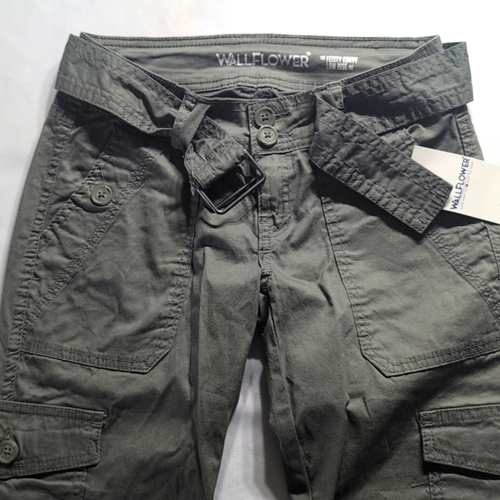 Wallflower Olive Green Cargo Flare Jeans Size 0 NWT